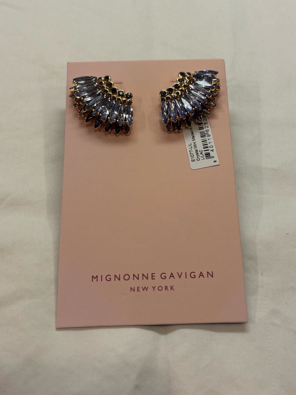 Mignonne Gavigan Gold-Tone Earrings with Lavender Crystals